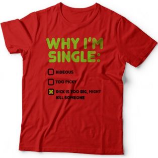 Футболка с прикольной надписью "Why i'm single?" ("Почему я одинок?")